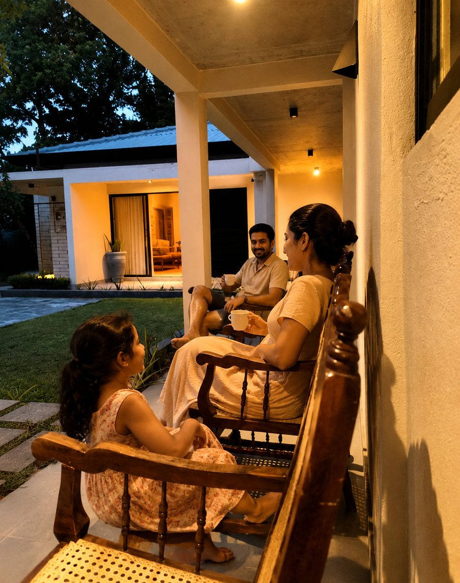 Family enjoying a relaxing villa holiday in Wadduwa